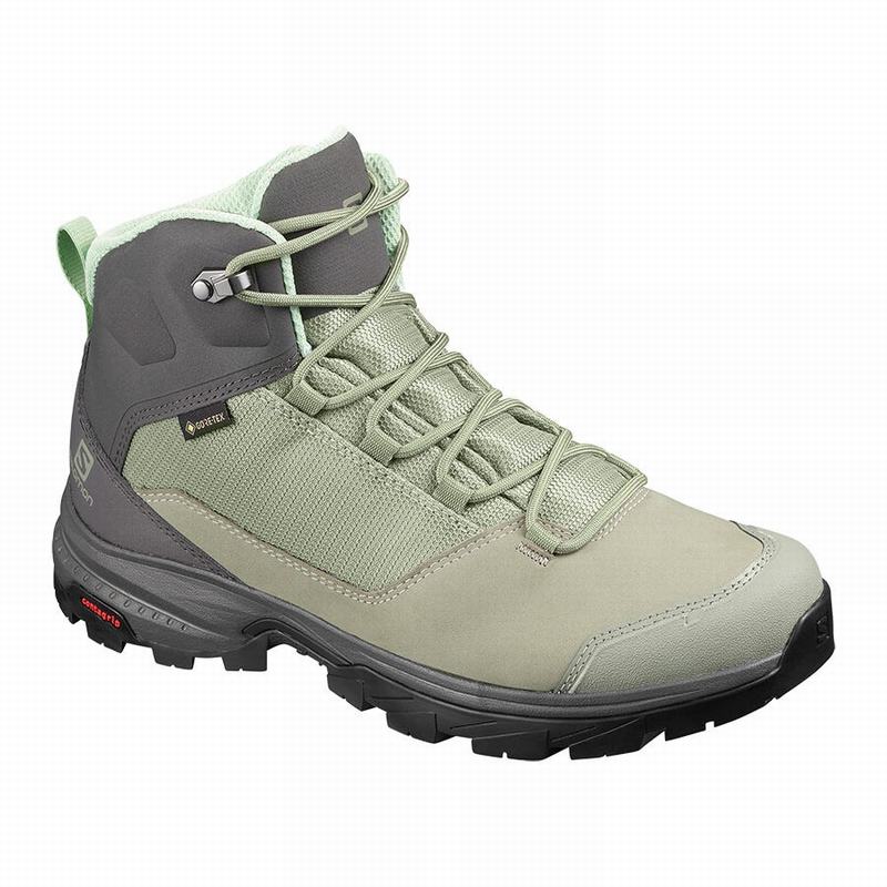 Salomon Singapore Womens Hiking Boots - OUTWARD GORE-TEX Green/Grey | 56079-KOZB